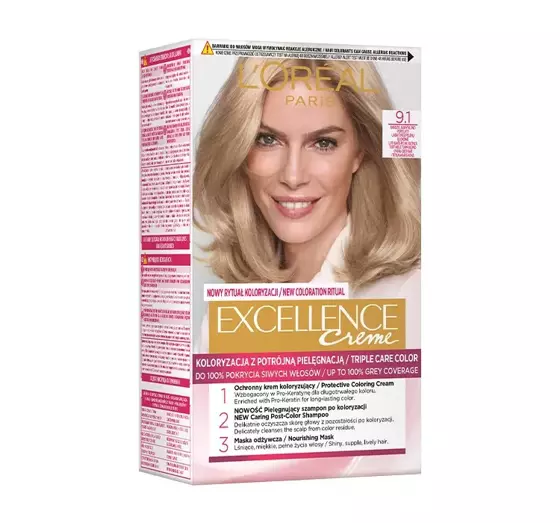 LOREAL EXCELLENCE CREME 9.1 СВІТЛИЙ ПОПЕЛЯСТИЙ БЛОНД