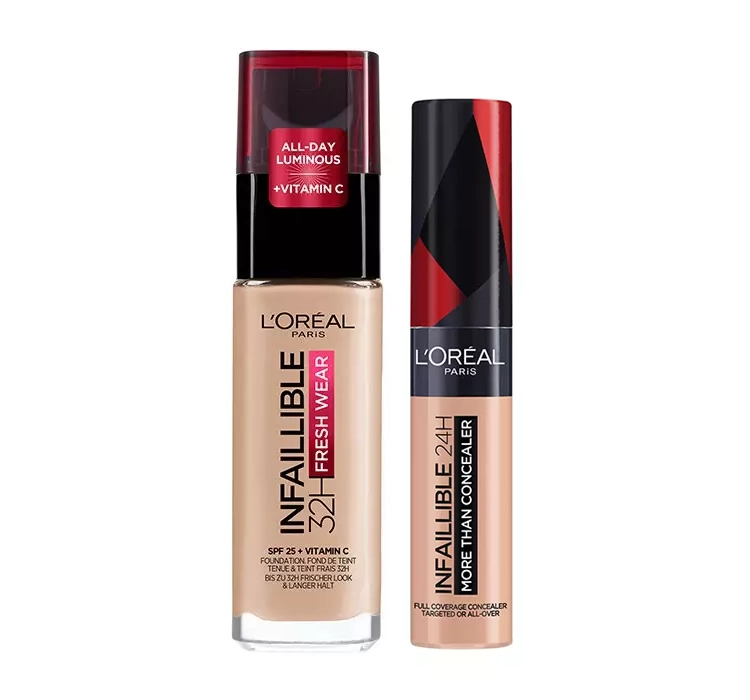 LOREAL INFAILLIBLE НАБІР ТОНАЛЬНИЙ ЗАСІБ 32H FRESH WEAR + КОРЕКТОР MORE THAN CONCEALER