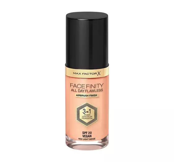 MAX FACTOR FACEFINITY ALL DAY FLAWLESS 3IN1 ВЕГАНСЬКИЙ ТОНАЛЬНИЙ ЗАСІБ N32 LIGHT BEIGE 30МЛ