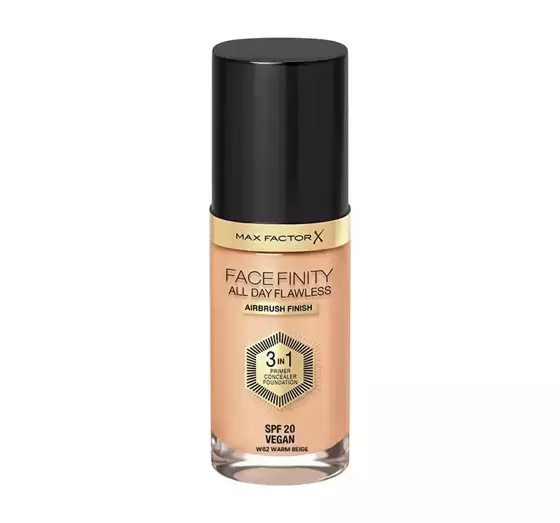 MAX FACTOR FACEFINITY ALL DAY FLAWLESS 3IN1 ВЕГАНСЬКИЙ ТОНАЛЬНИЙ ЗАСІБ W62 WARM BEIGE 30МЛ