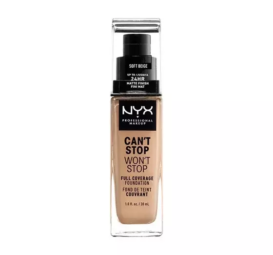 NYX PROFESSIONAL MAKEUP CAN'T STOP WON'T STOP  ТОНАЛЬНИЙ ЗАСІБ ПОВНЕ ПОКРИТТЯ  07.5 SOFT BEIGE 30МЛ