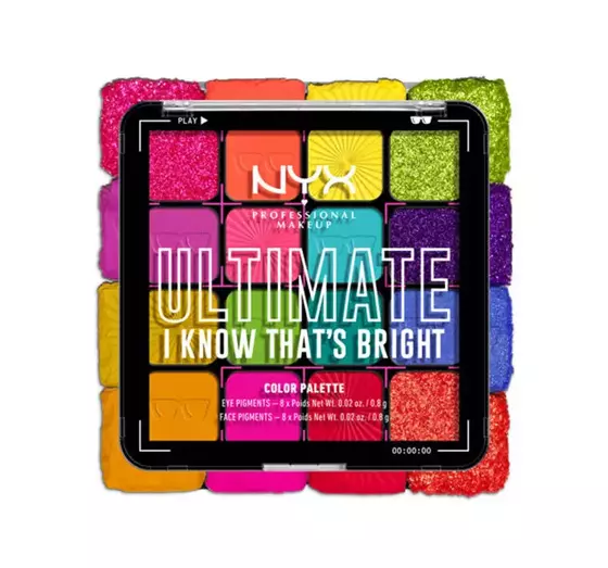 NYX PROFESSIONAL MAKEUP ULTIMATE ПАЛІТРА ТІНЕЙ ДЛЯ ПОВІК I KNOW THAT'S BRIGHT 12,8Г