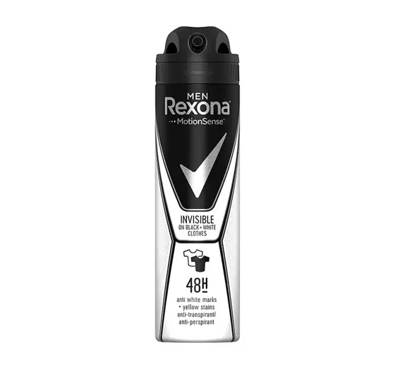 REXONA MEN INVISIBLE BLACK+WHITE АНТИПЕРСПІРАНТ-СПРЕЙ ДЛЯ ЧОЛОВІКІВ 150МЛ