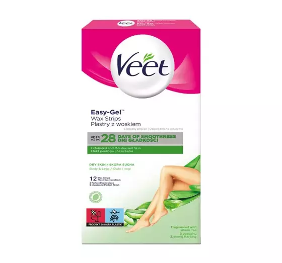 VEET EASY-GEL ПЛАСТИРІ З ВОСКОМ ДЛЯ ДЕПІЛЯЦІЇ СУХОЇ ШКІРИ 12 ШТ