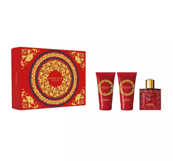 VERSACE EROS FLAME ПАРФУМОВАНА ВОДА 50МЛ + ГЕЛЬ ДЛЯ ДУШУ 50МЛ + БАЛЬЗАМ ПІСЛЯ ГОЛІННЯ 50МЛ