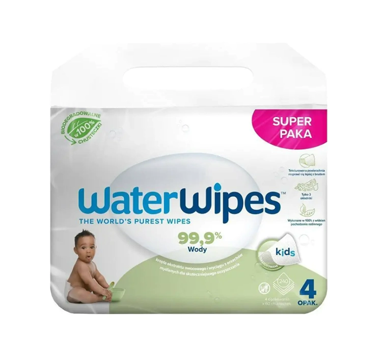 WaterWipes Kids текстуровані біорозкладні вологі серветки 4х60 штук