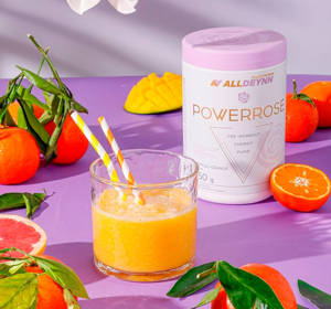 ALLNUTRITION ALLDEYNN POWERROSE ПЕРЕДТРЕНУВАЛЬНА ДОБАВКА TROPICAL-ORANGE 450Г