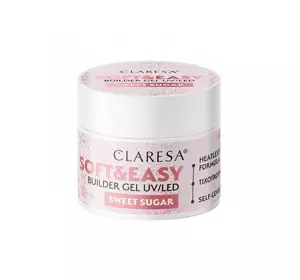 CLARESA SOFT & EASY ГЕЛЬ ДЛЯ НАРОЩУВАННЯ НІГТІВ UV/LED SWEET SUGAR 12Г