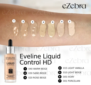 EVELINE LIQUID CONTROL HD ТОНАЛЬНИЙ ЗАСІБ 002 SOFT PORCELAIN 32МЛ