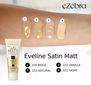 EVELINE SATIN MATT МАТУЮЧИЙ ТОНАЛЬНИЙ ЗАСІБ 102 VANILLA 30МЛ