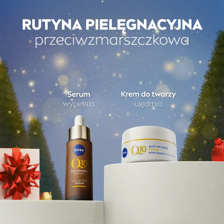 Nivea Q10 Elegance набір косметики для догляду за обличчям денний крем SPF15 + сироватка + косметичка