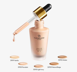 ORIFLAME GIORDANI GOLD LIQUID SILK FOUNDATION SPF12 ТОНАЛЬНИЙ ЗАСІБ ДЛЯ ОБЛИЧЧЯ VANILLA 30МЛ