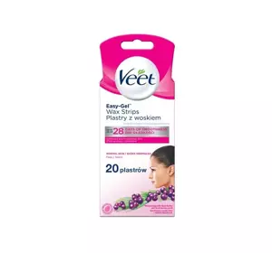 VEET EASY-GEL ПЛАСТИРІ З ВОСКОМ ДЛЯ ДЕПІЛЯЦІЇ ОБЛИЧЧЯ НОРМАЛЬНА ШКІРА 20 ШТ